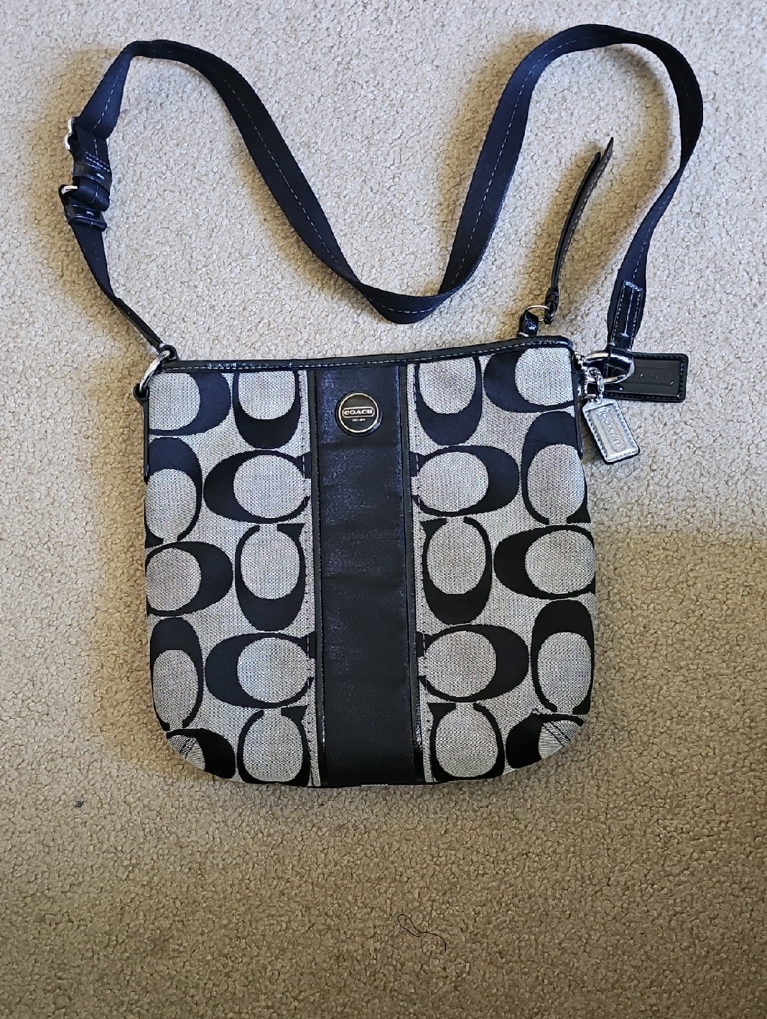 Coach Signature Canvas Crossbody Bag In Black/Cream